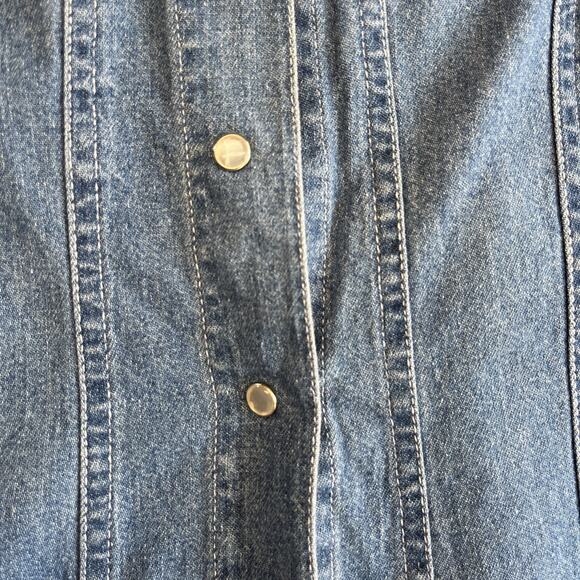 Xhilaration 90s Denim Overall Dress Large Mini Y2K Retro Pearl Snap - Picture 3 of 11